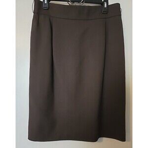 Y2K Classic Prepy Talbots Luxury Silk Wool Blend Pencil Skirt Dark Brown Size 12